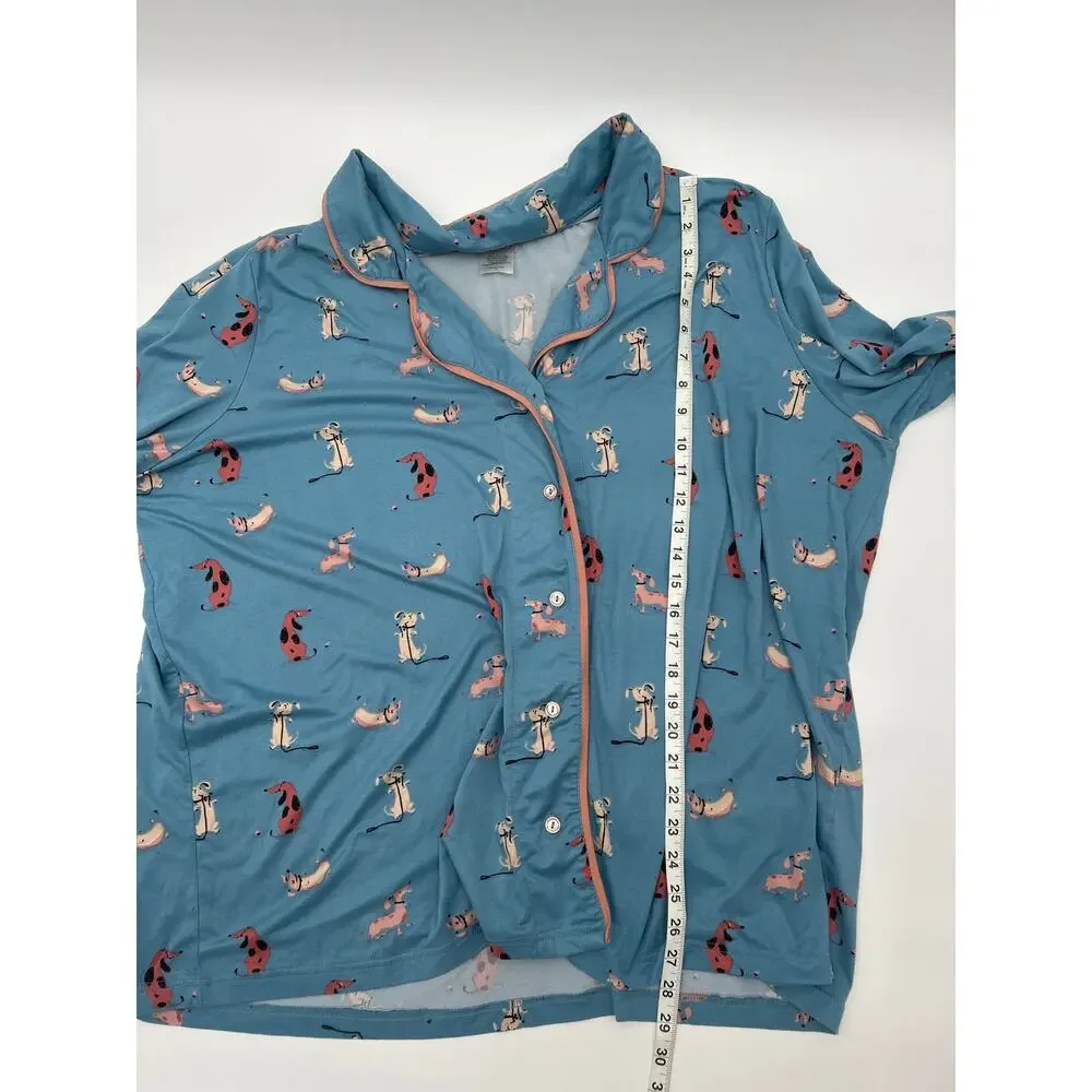 Nite Nite by Munkie Munkie 2X Blue Dog Print Pajama Set Soft Stretch PJ Set